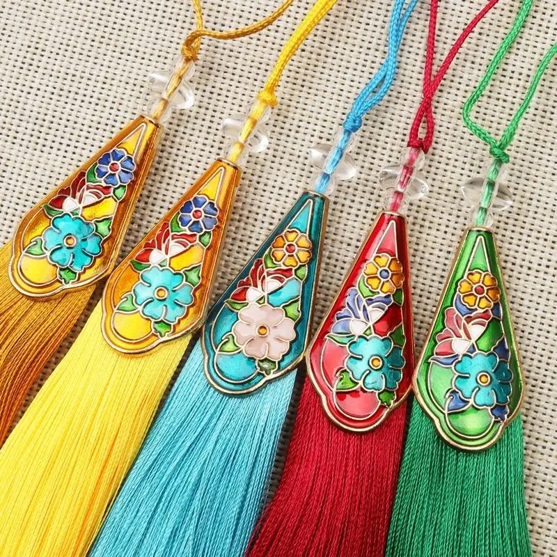 16cm Enamel Colored Tassel Ancient Style Qipao Hanfu Pressure Lapel Gift Box Guqin Instrument Accessories Long Hanging Tassel