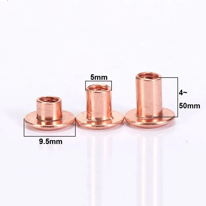 10pcs Rose Gold Binding Chicago Screws Nails Long Studs Rivets Leather Craft Hardware Accessories Rod Length 4~50mm