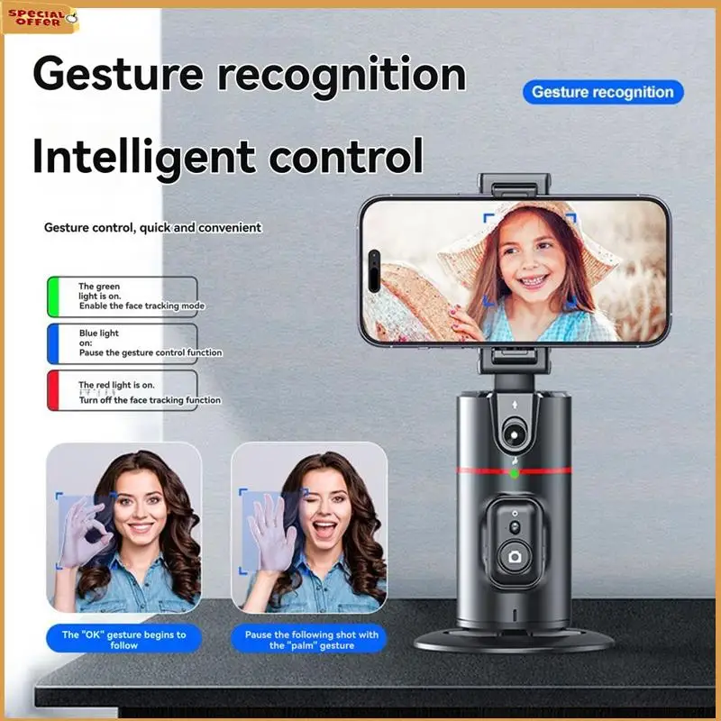 

A69Z Auto Face Tracking Tripod 360° Rotation Auto Tracking Phone Holder Rechargeable Smart Shoots Stand For Video Recording