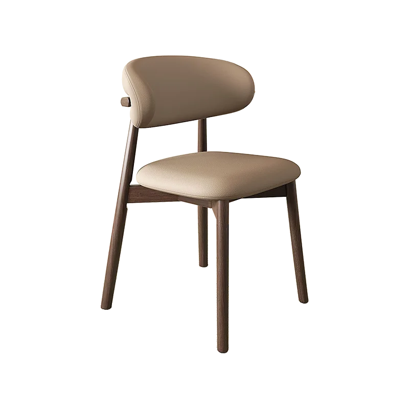 Krzesło hotelowe/restauracyjne w stylu skandynawskim, z litego drewna, kremowe, proste, designerskie, z miękkim oparciem.