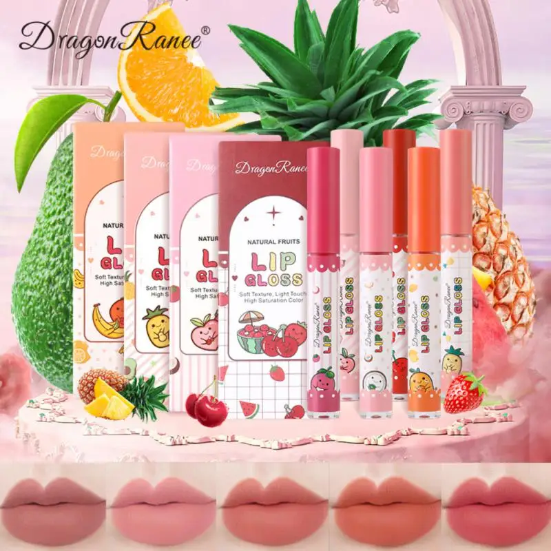 Waterproof Long Lasting Non-stick Cup Lip Gloss Set Moisturizing Velvet Matte Lipstick Cosmetics Makeup Fruit Lip Glaze Set