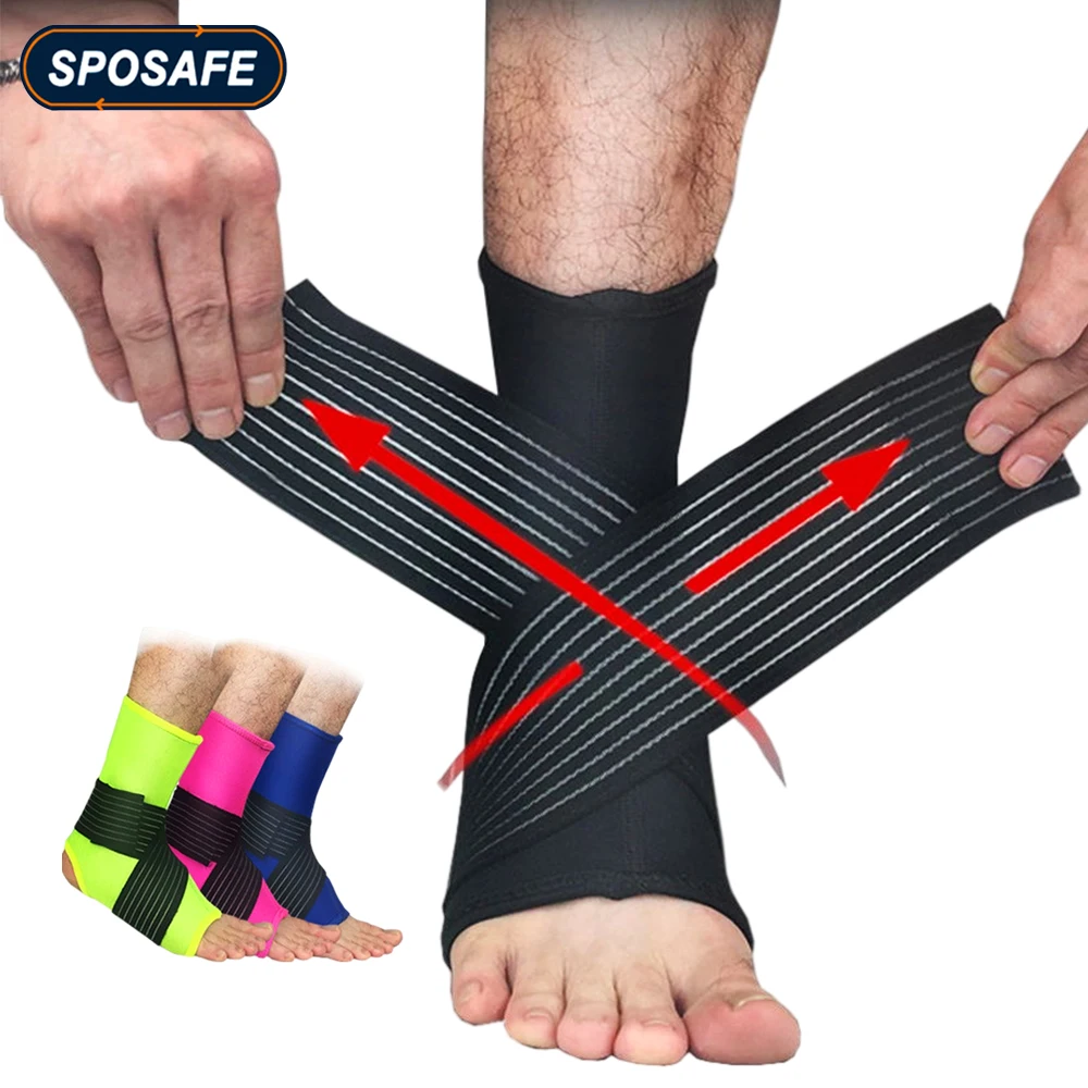 1Pcs Ankle Support Brace Compression Sleeve with Adjustable Strap Perfect Fit Great for Running Ankle Sprains Walking Hiking