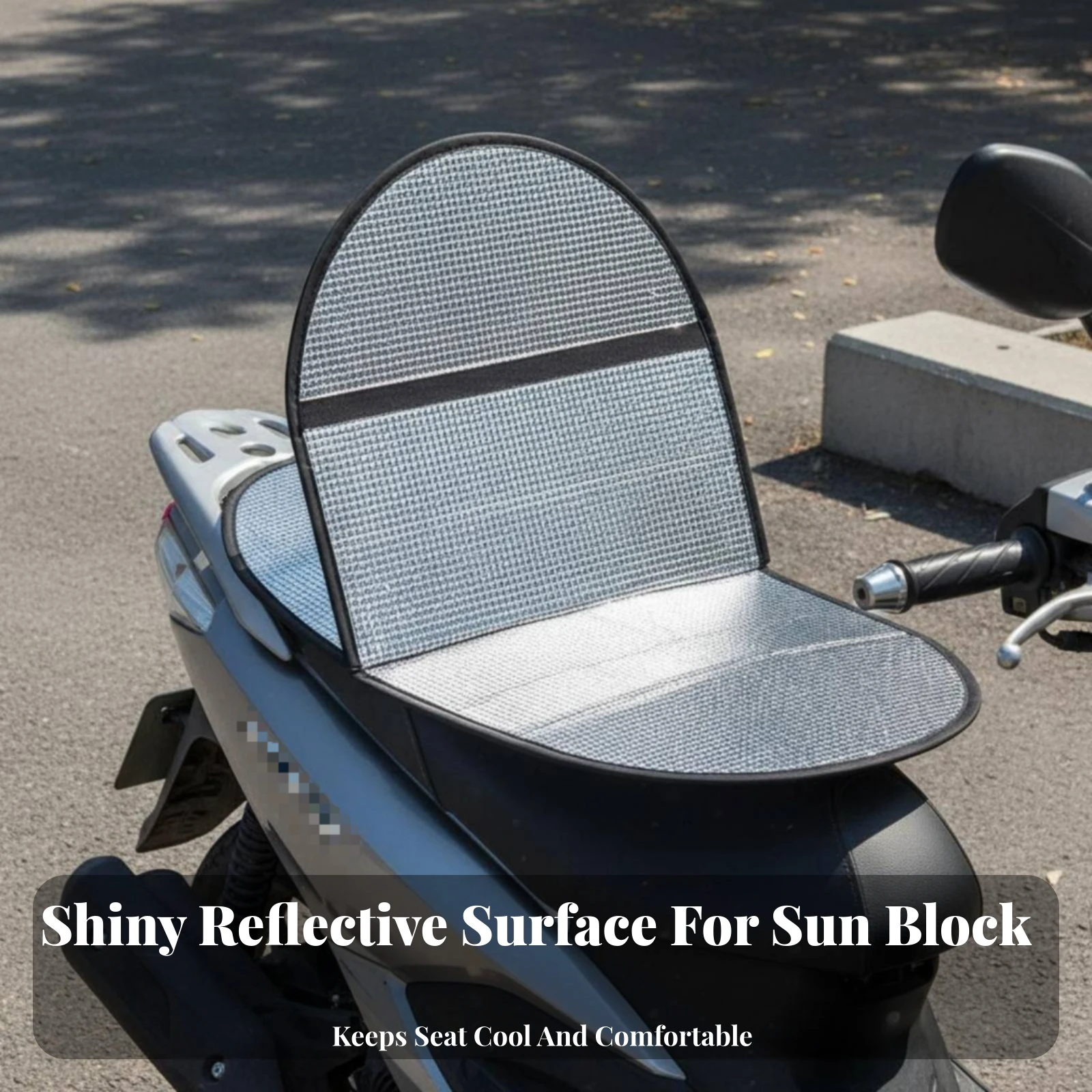 Anti-Scald Saddle Pad Sun Protection Motorcycle Sunshade Seat Cover Reversible Aluminum Foil Seat Cover Long-Lasting for Outdoor