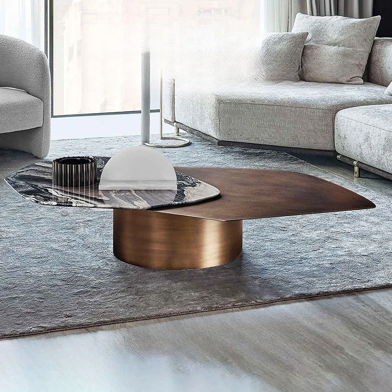Italian minimalist living room marble coffee table rotatable coffee table creative designer high-end combination coffee
