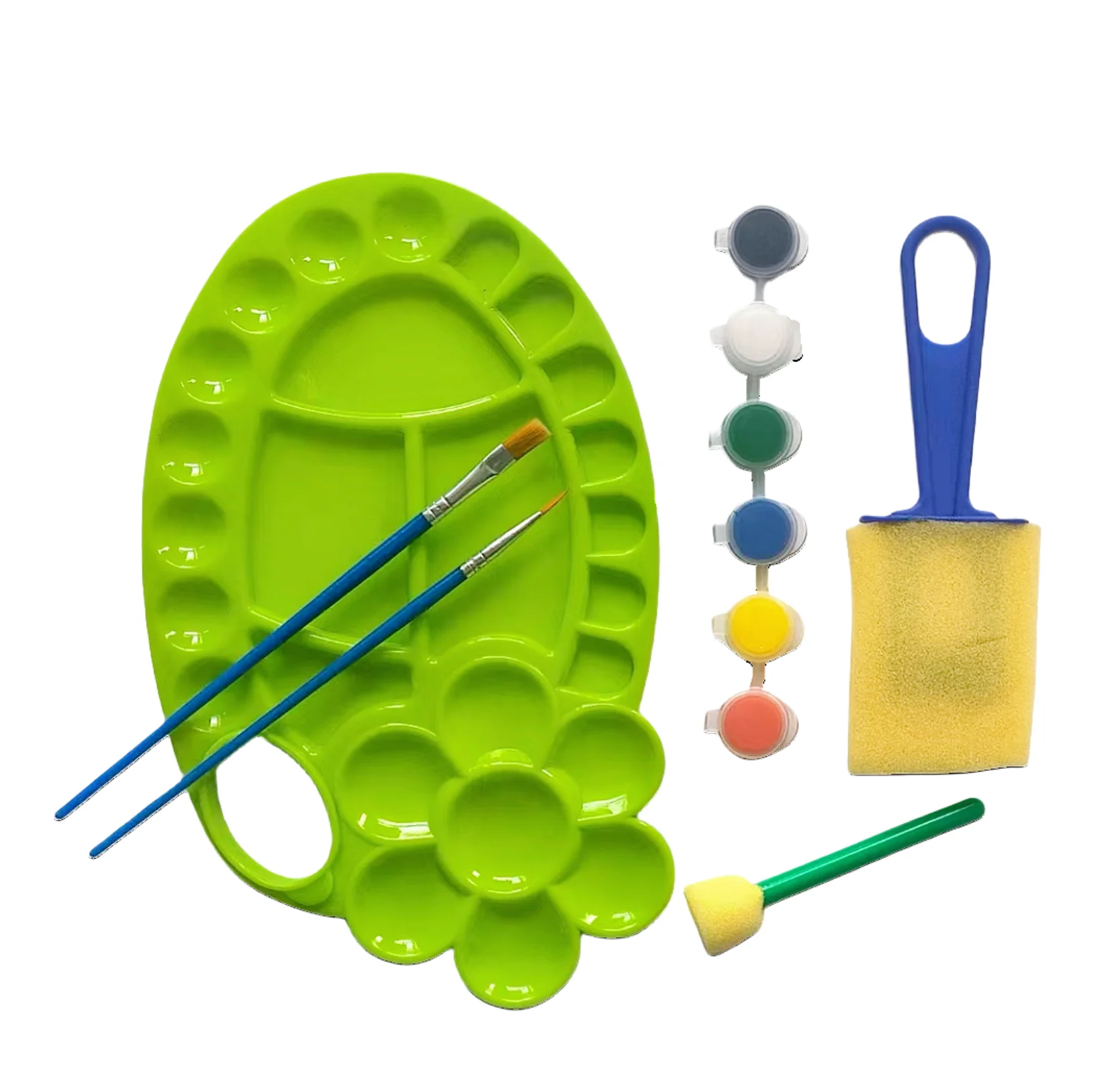 Plum-Shaped Paint Palette Set, Multi-Well Plastic Mixing Tray for Watercolor Acrylic Oil, Art Supplies for Artists & Students