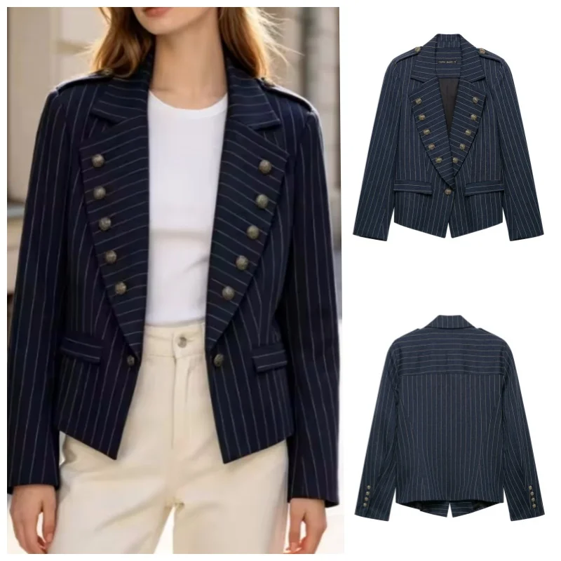 Guobioziy 2026 Women's New Striped Blazer Fashionable and Versatile Elegant and Graceful Casual and Generous