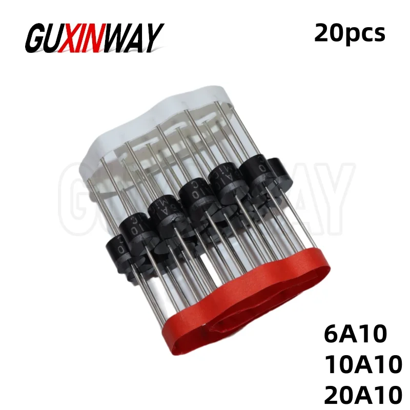 20PCS 10A10 6A10 20A10 R-6 DIP 1000V Electrical Axial Rectifier Diode 6A 10A 20A