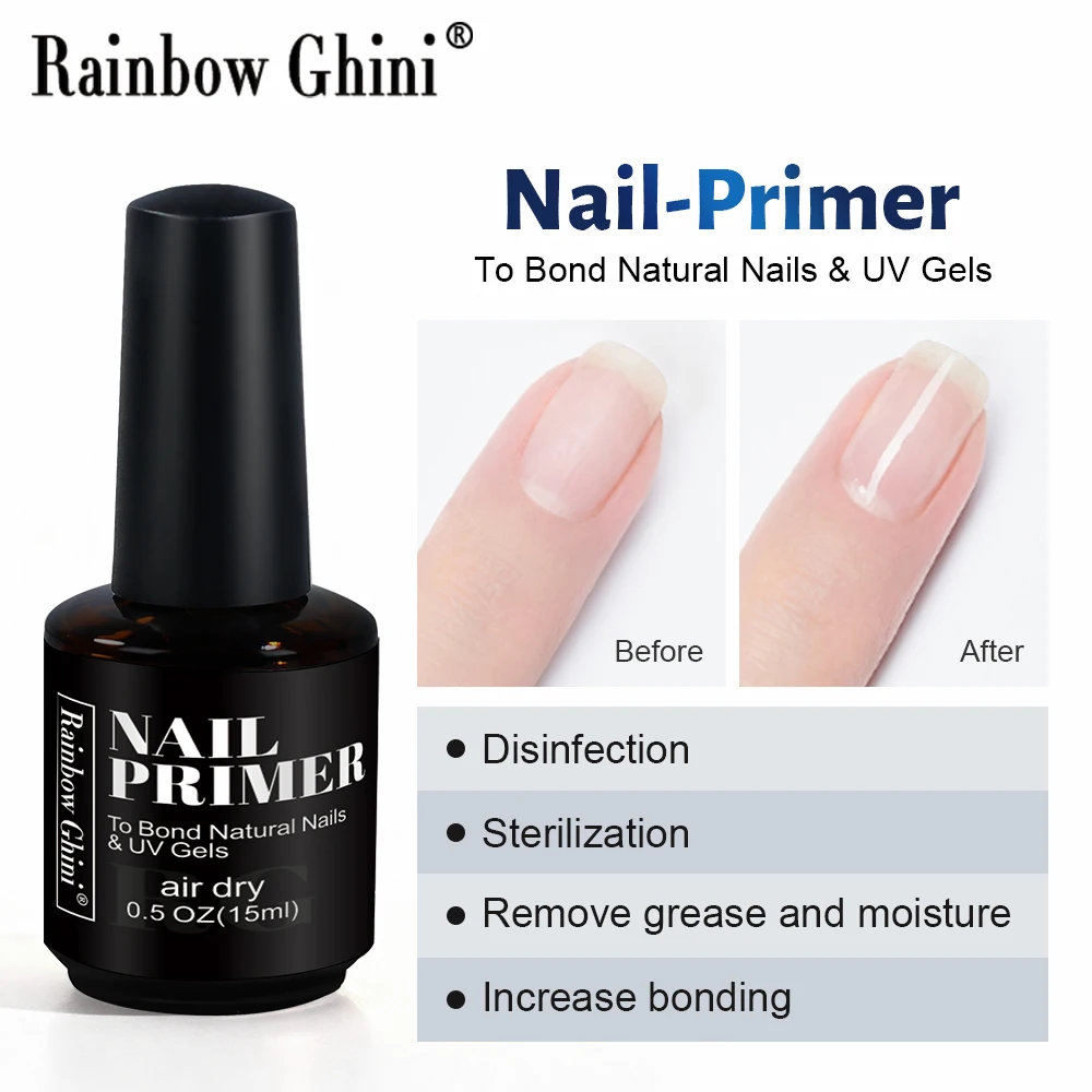 Rainbow Ghini 15ml Professional Nail Prep Nail Primer Degreasing Base Coat Top Coat Base Coat Design Vernis For Nails Desiccant