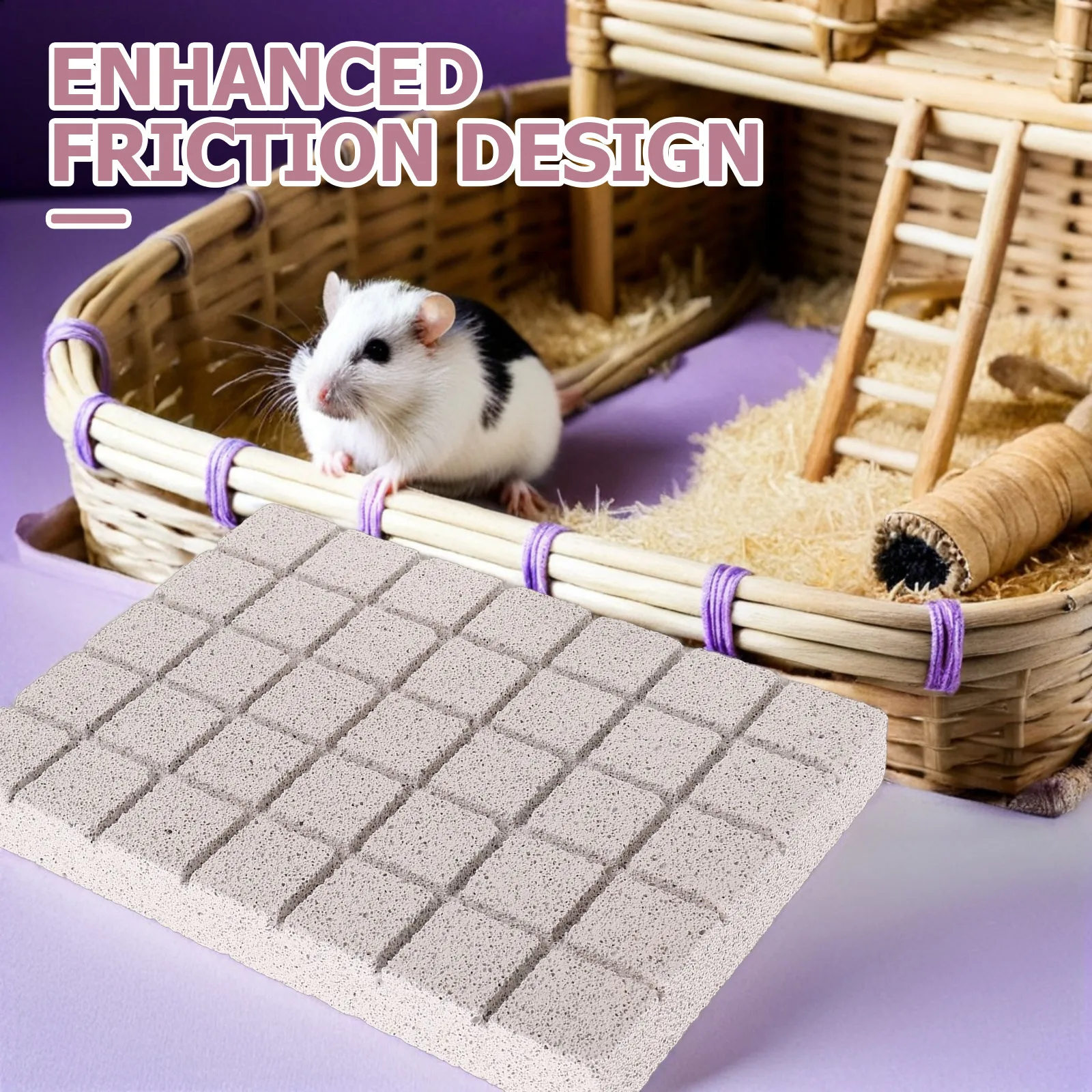 2Pcs Pet Grinding Board Deep Groove Natural Volcanic Stone Rabbit Scratch Foot Pads Small Animal Nail Filing Claw Care Mat