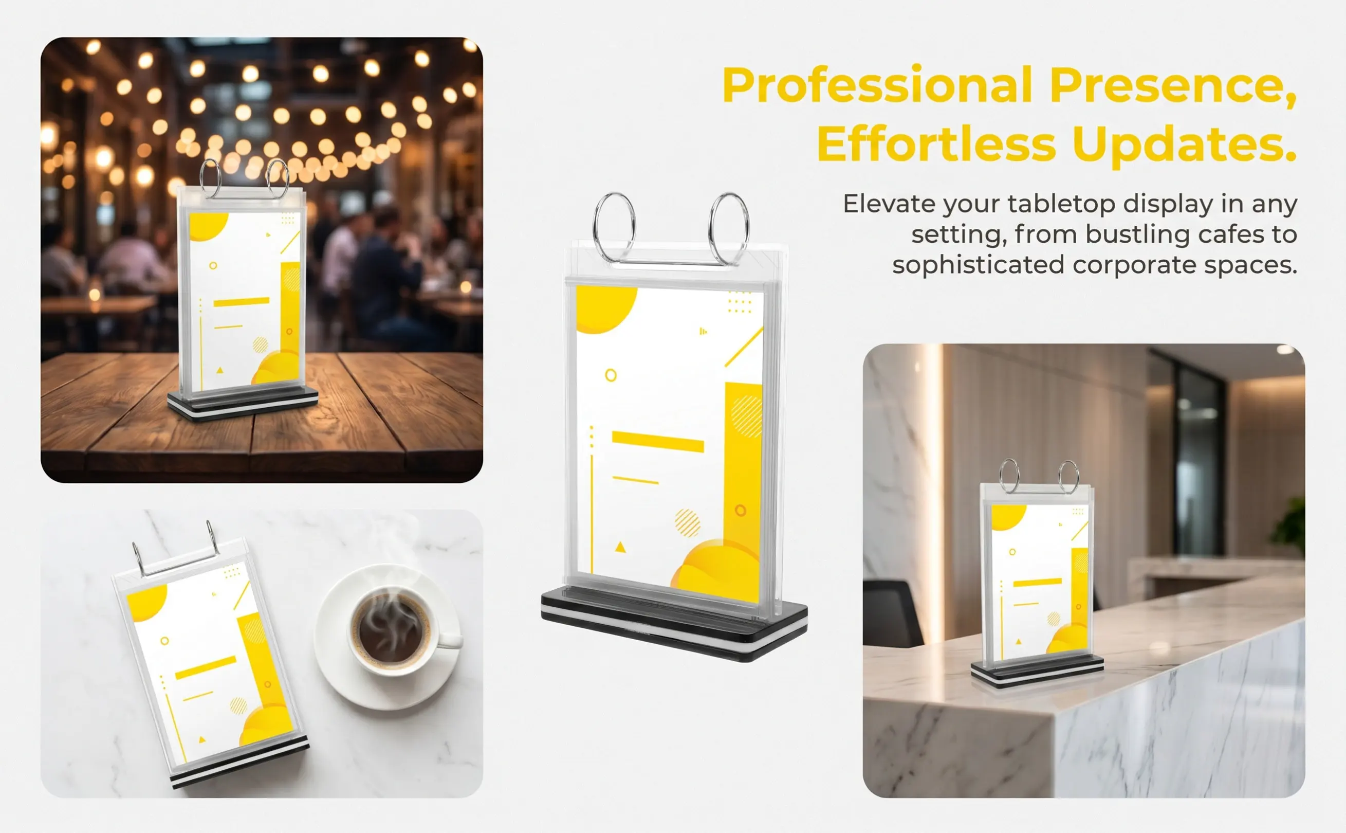 Menu Holder PVC Desktop Flip Display Stand for Restaurants Bars Coffee Shops Event Catering Services Clear Sign Organizer
