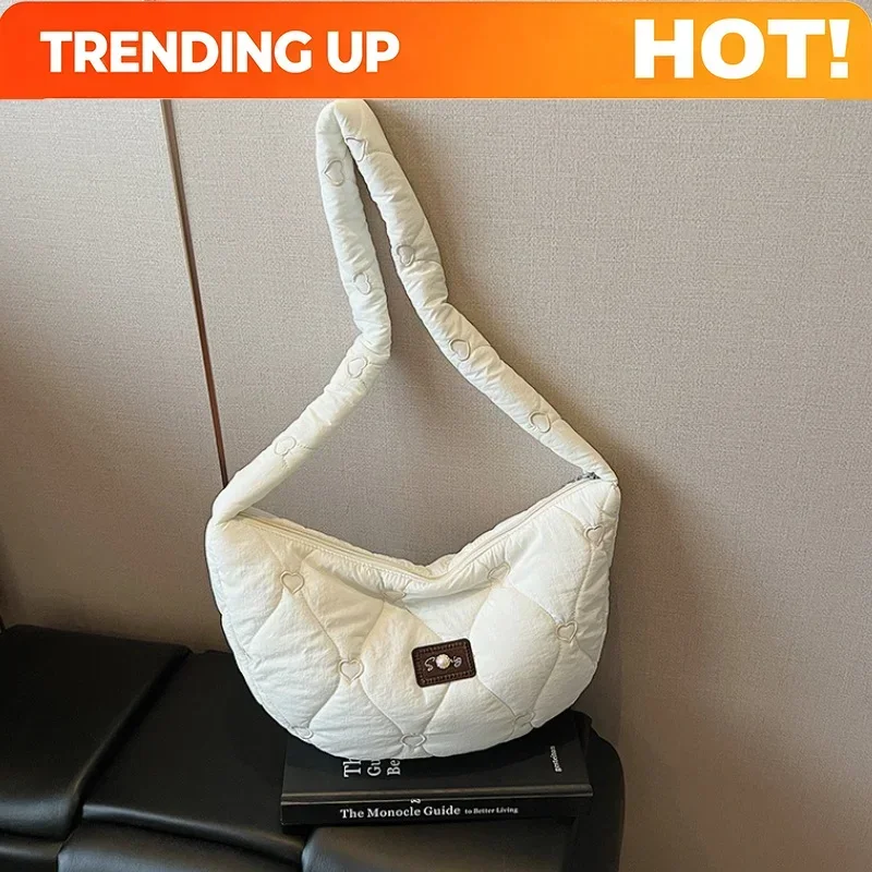 New Texture Simple Hobo Bags Women Leisure Shopping Shoulder Crossbody Bags Lightweight Large Capacity Casual  Commuter Bag