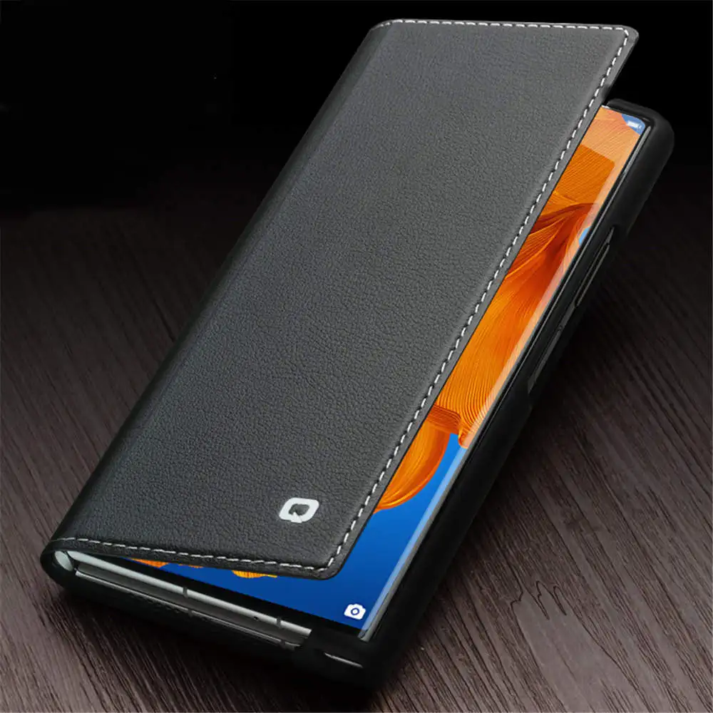 QIALINO Genuine Leather Flip Case for Huawei Mate Xs 2/Xs Kickstand Holder Cover