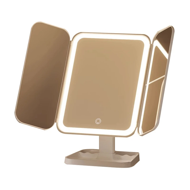 مرآة ماكياج LED قابلة للطي مع 3X أضواء مكبرة تعمل باللمس عكس الضوء للنساء والطلاب غرفة النوم هدية الطاولة #2