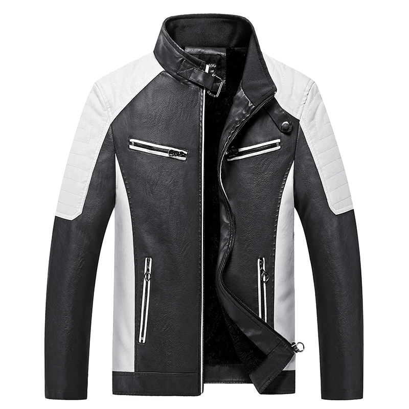 Chaqueta de cuero de PU para hombre, ropa de locomotora, empalme de motorista, ropa de calle fresca, Top de tendencia, moda informal, Otoño, nuevo