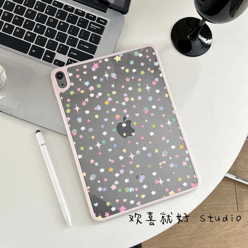 Ins Star Love Tablet Case For iPad Pro 11 12.9 13 A16 M2 M4 M3 M5 Shell 8.3 9.7 10.2 5/6/7/8/9/10/11th Mini 6 7 Air 3 4 5 Cover