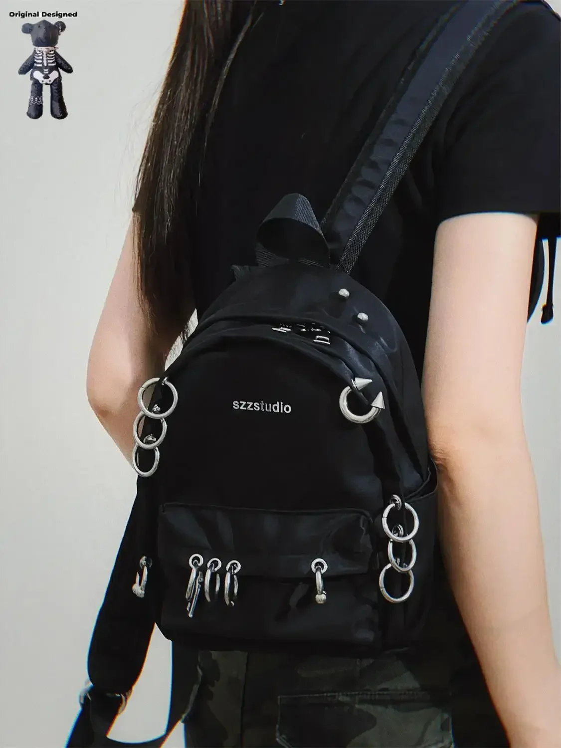 Woman's backpack Spicy Girls Shoulder Bag Trendy PU Leather bags Stylish Punk Rivet bag Fashion Y2K Backpacks