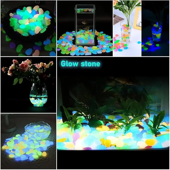 

1200 шт. светящиеся садовые камни, подходят для украшения двора и дорожки, синие декоративные светящиеся камни своими руками