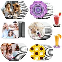 42Pcs Sublimation Blank Coaster Rubber Non Slip Blank Cup Mat Sublimation Heat Transfer Coaster Heat Press Cup Coaster DIY Craft