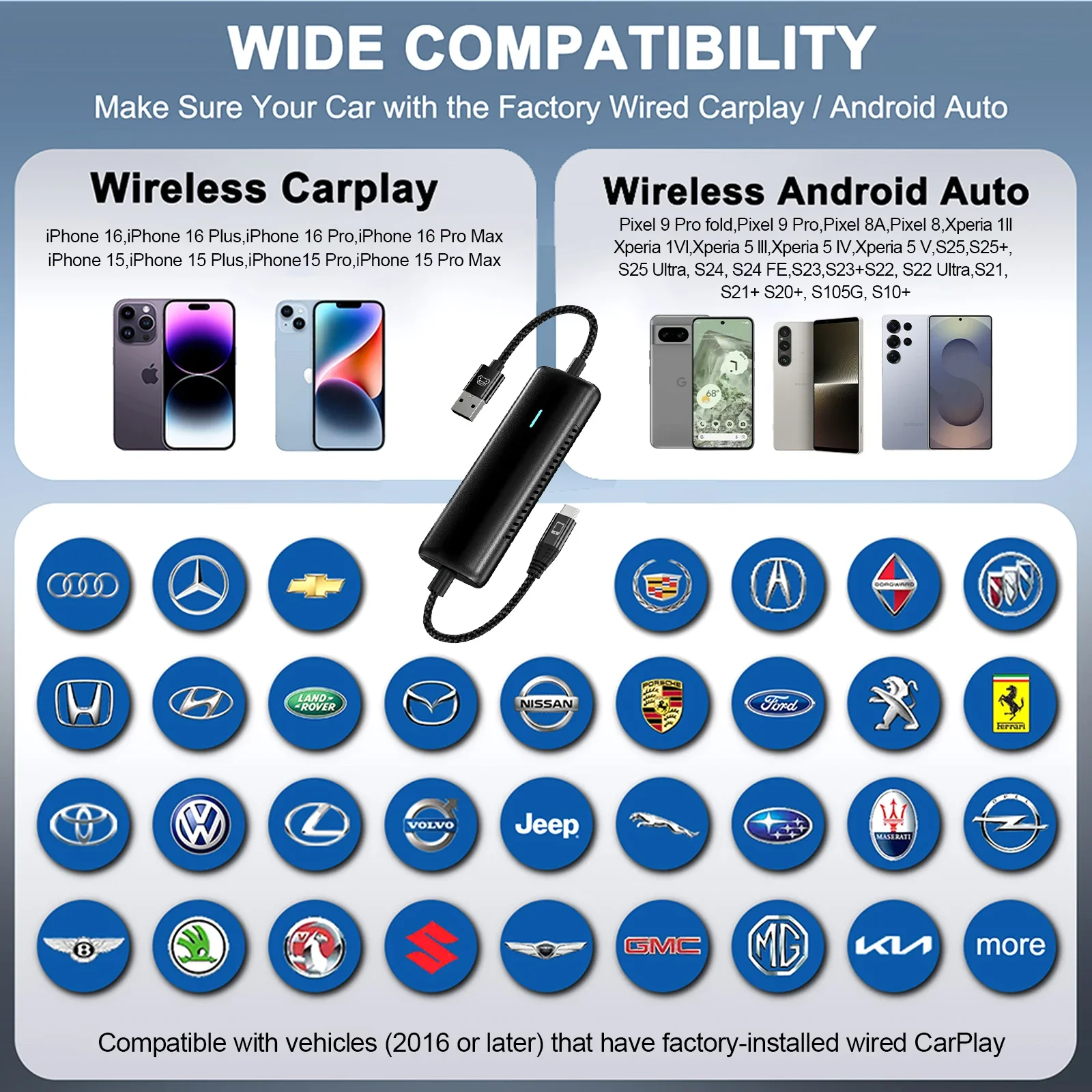 Best Seller 2025 Upgraded Wireless CarPlay Adapter MirrorTouch Bi-Directional Control USBA To C Easy Plug & Play For Car Media E