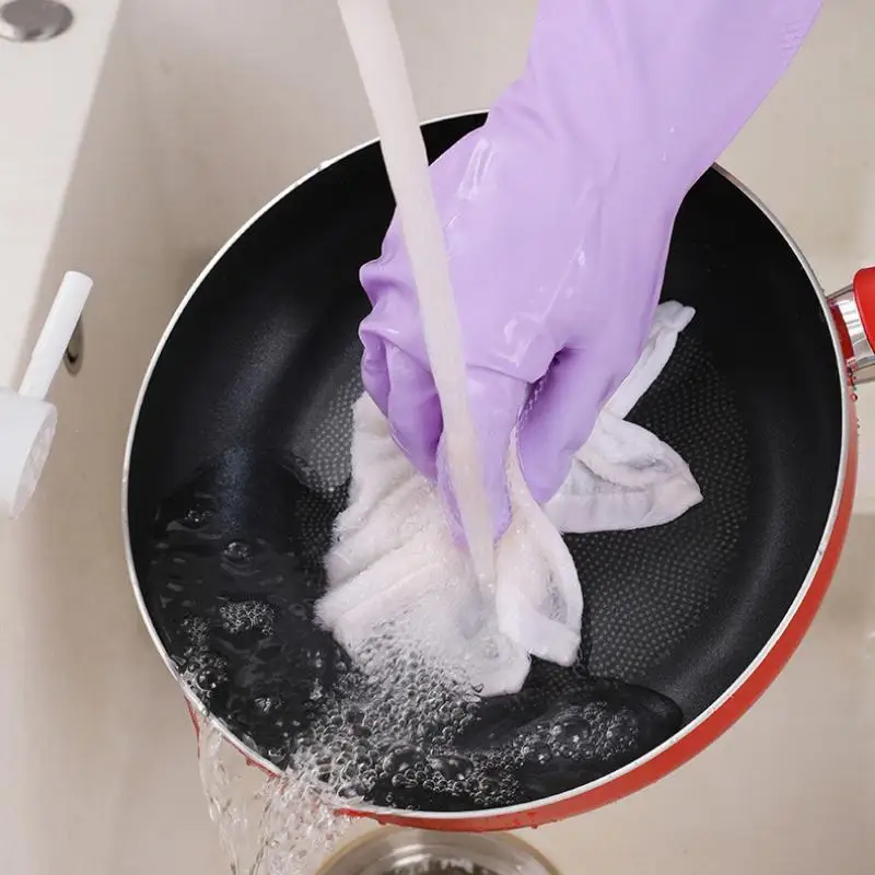 1 Paar Latex-Geschirrspülhandschuhe, mit rutschfestem Griff, wasserabweisender, wiederverwendbarer Gummihandschuh, für die Reinigung von Küche und Bad – Detail 8
