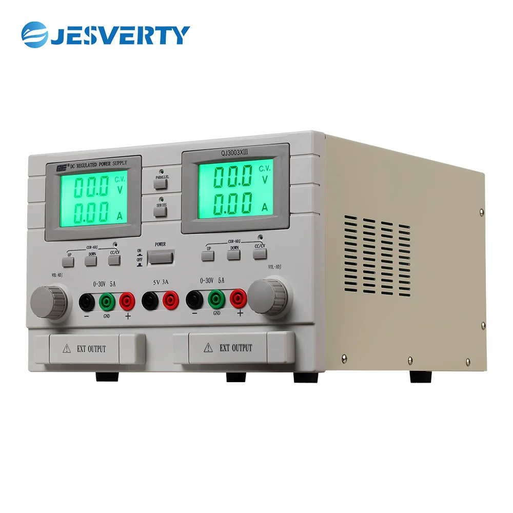 QJ3003Xlll 195W 3-way DC Regulated Desktop Power Supply 0-30V 0-3A Adjustable,3-digit Display,Current Limiting protection