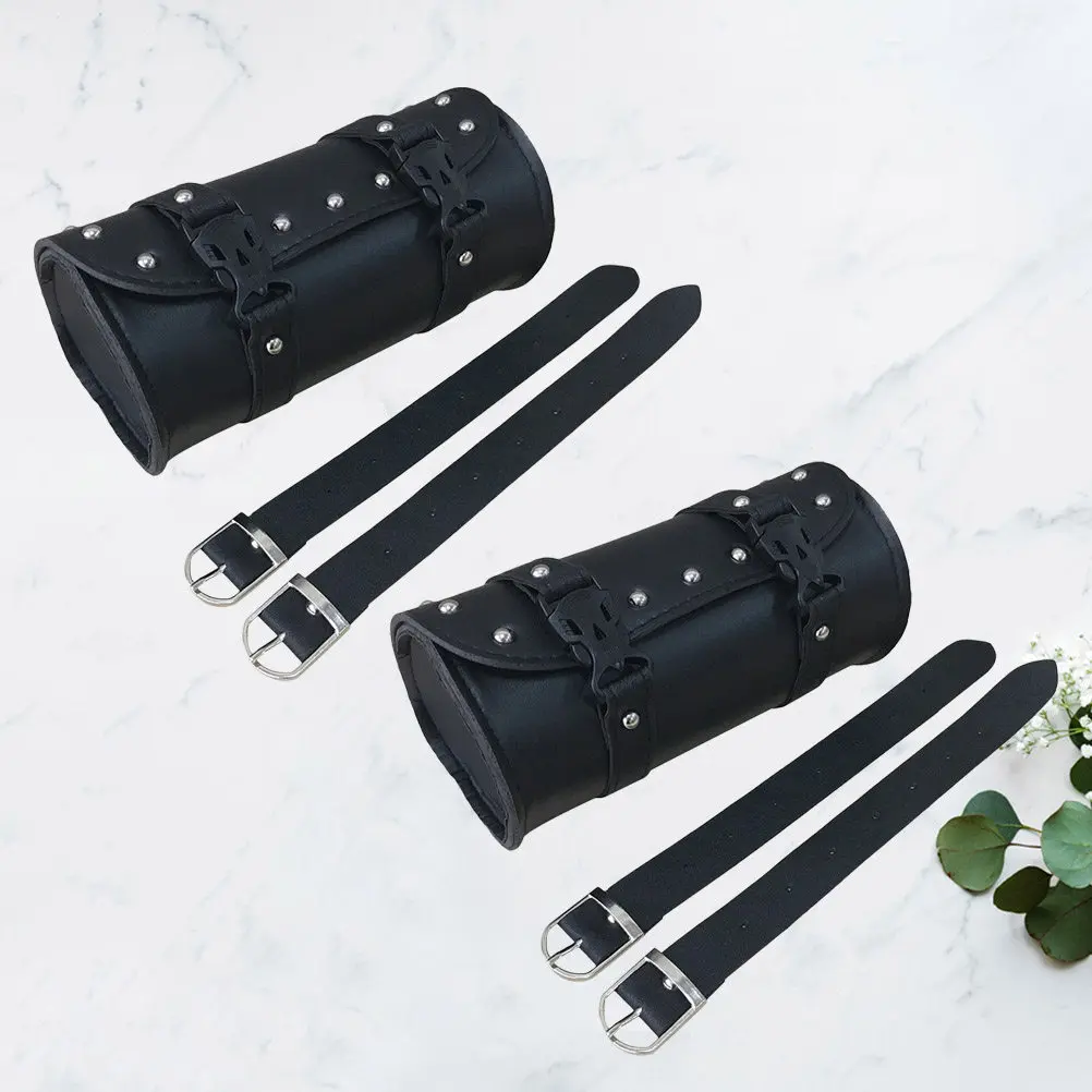 

2Pcs Motorcycle Saddlebags Synthetic Waterproof Tool Bags Black Round Storage Motorcycle Luggage Electric Bike Side Bags