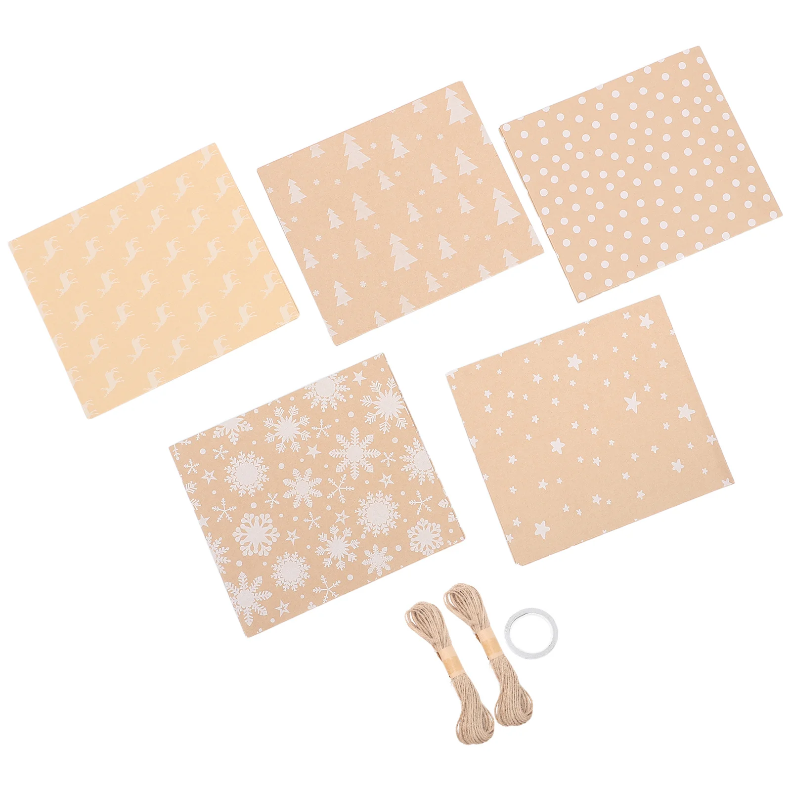 5 قطع من لفات ورق تغليف عيد الميلاد بتصميم احتفالي ورق كرافت متين لهدايا العطلات والحفلات المواد الزخرفية