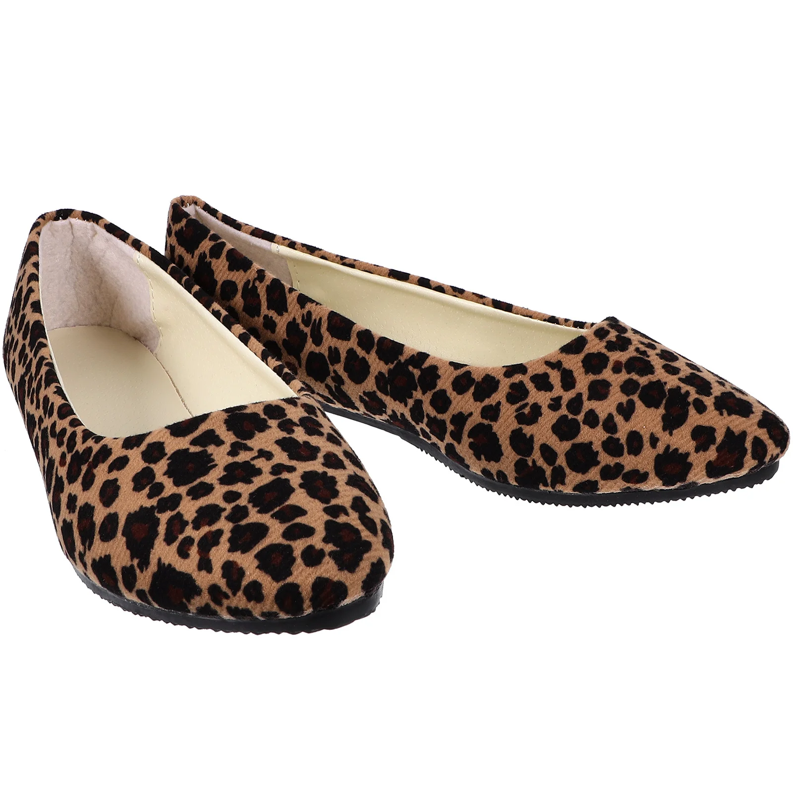 

Khaki Leopard Flat-Heeled Pointed Shoes Stylish Comfortable Breathable for Work Dating Shopping Party Women Shoes Size 40