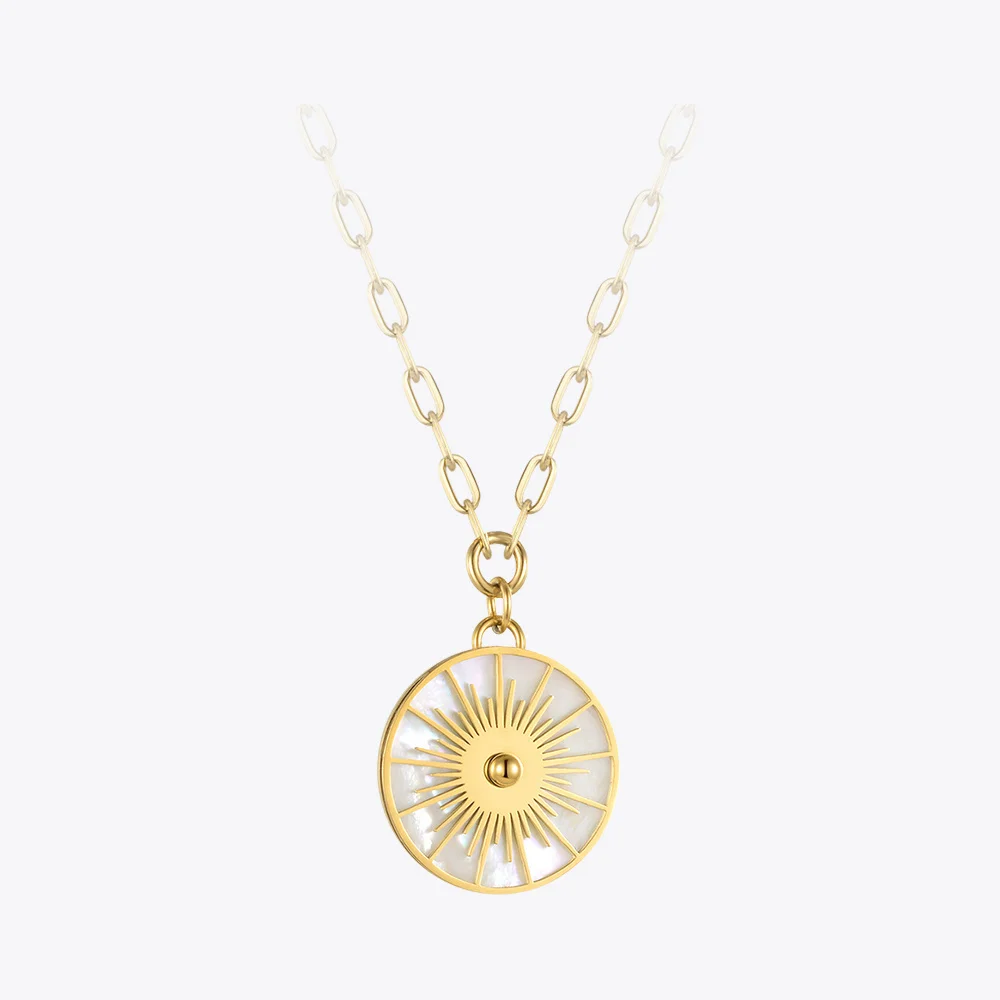 

ENFASHION Sun Flower & Shell Pendant Necklace For Women Stainless Steel Fashion Jewelry Necklaces Collares Para Mujer P223296