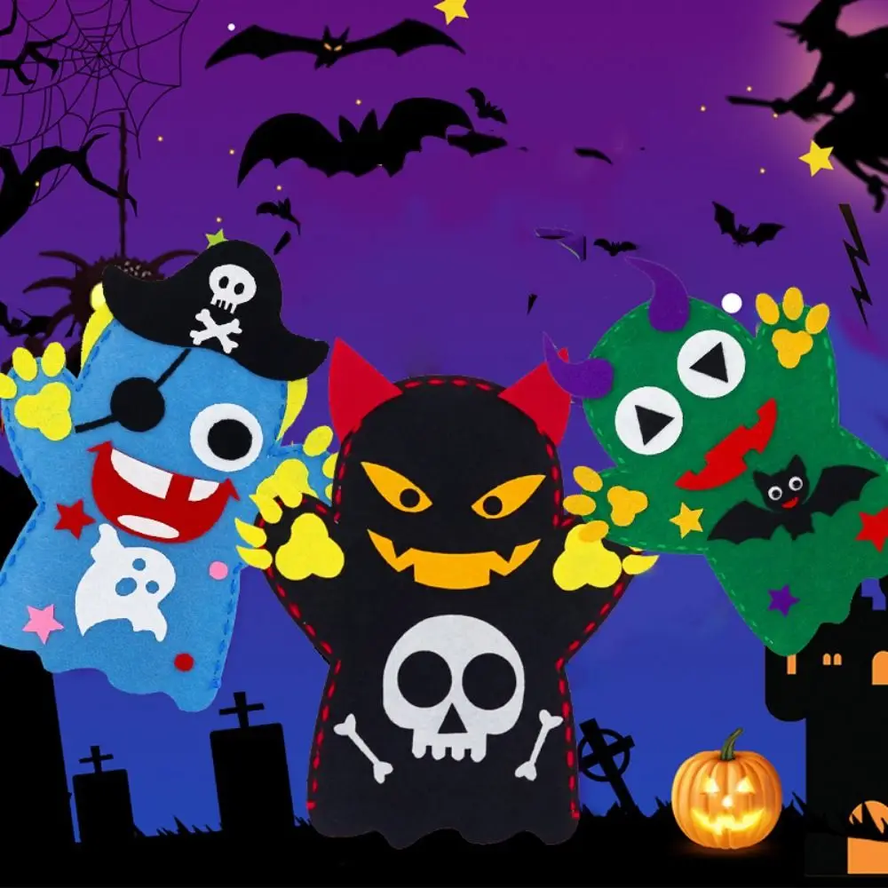 Vleermuis DIY Handpop Kits Menselijk Skelet Pompoen Handpop Speelgoed Aanzoek Snoep Cartoon Halloween Marionet Halloween Decoratie