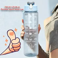 750ML Water Bottle with Straw Motivational Sport Water Bottle for Girls Leakproof Drinking Bottles Outdoor Travel Fitness Jugs