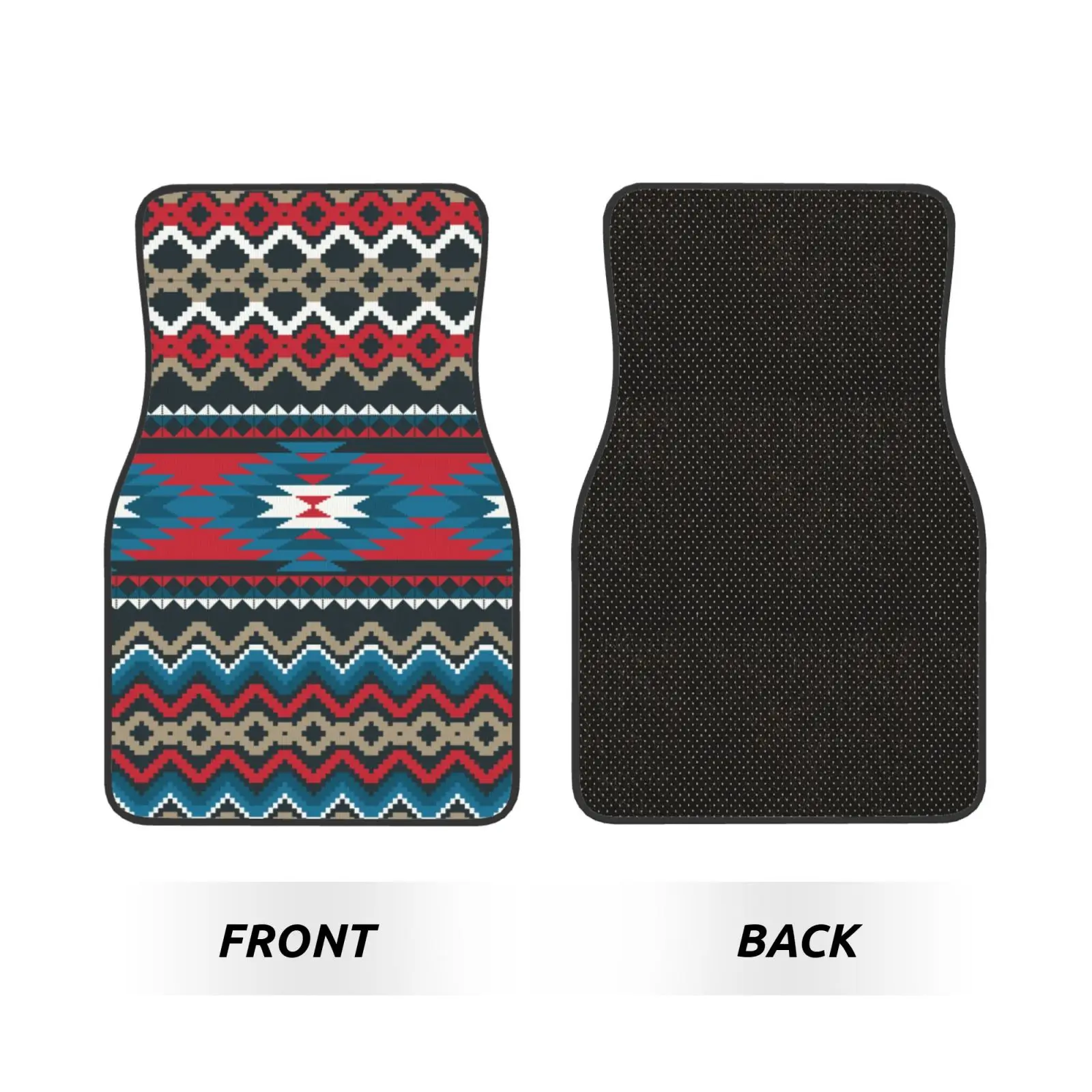 Ethnic Aztec Tribal Pattern Car Floor Mats Set 4 Pcs Front and Rear Foot Mats Carpet Universal Car Accessories for SUV Van Sedan