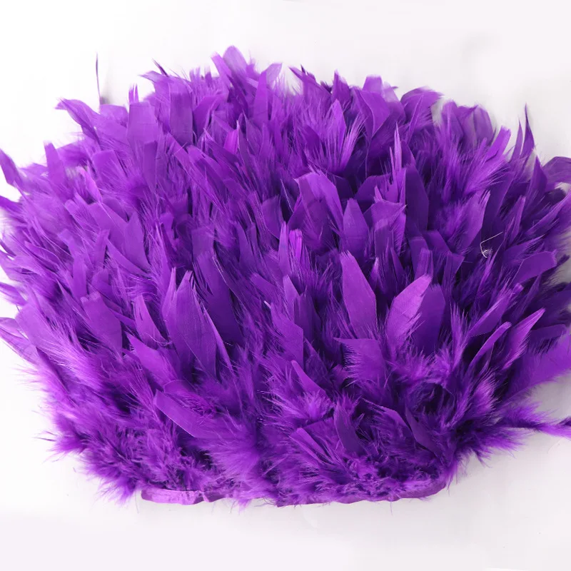 10 Meter Fluffy Colorful Turkey Feathers Fringe Turkey Feather Trim Ribbon Plume For Latin Dance Stage Wedding Sewing Diy Crafts