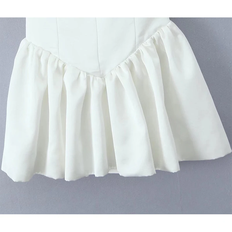 YENKYE Elegant Sleeveless Slim Fit Frill Mini Dress For Women Sexy Low Waist Square Neck Summer Party Dresses Evening Gowns