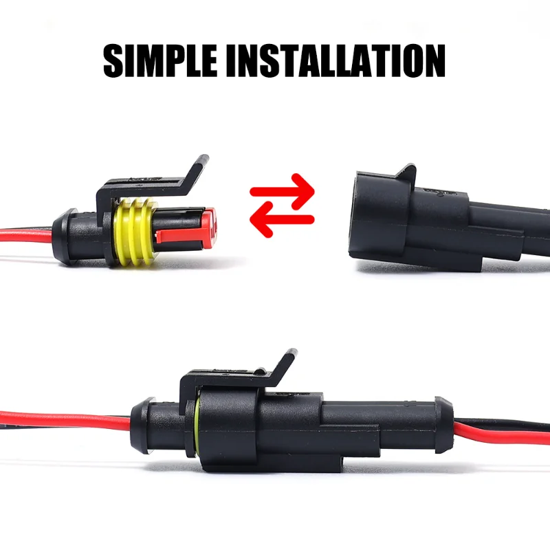 Automotive Wire Connectors 2 Pin Way Waterproof Electrical Connector Suitable for Trucks Ship Jet Ski Scooter Car and Ship