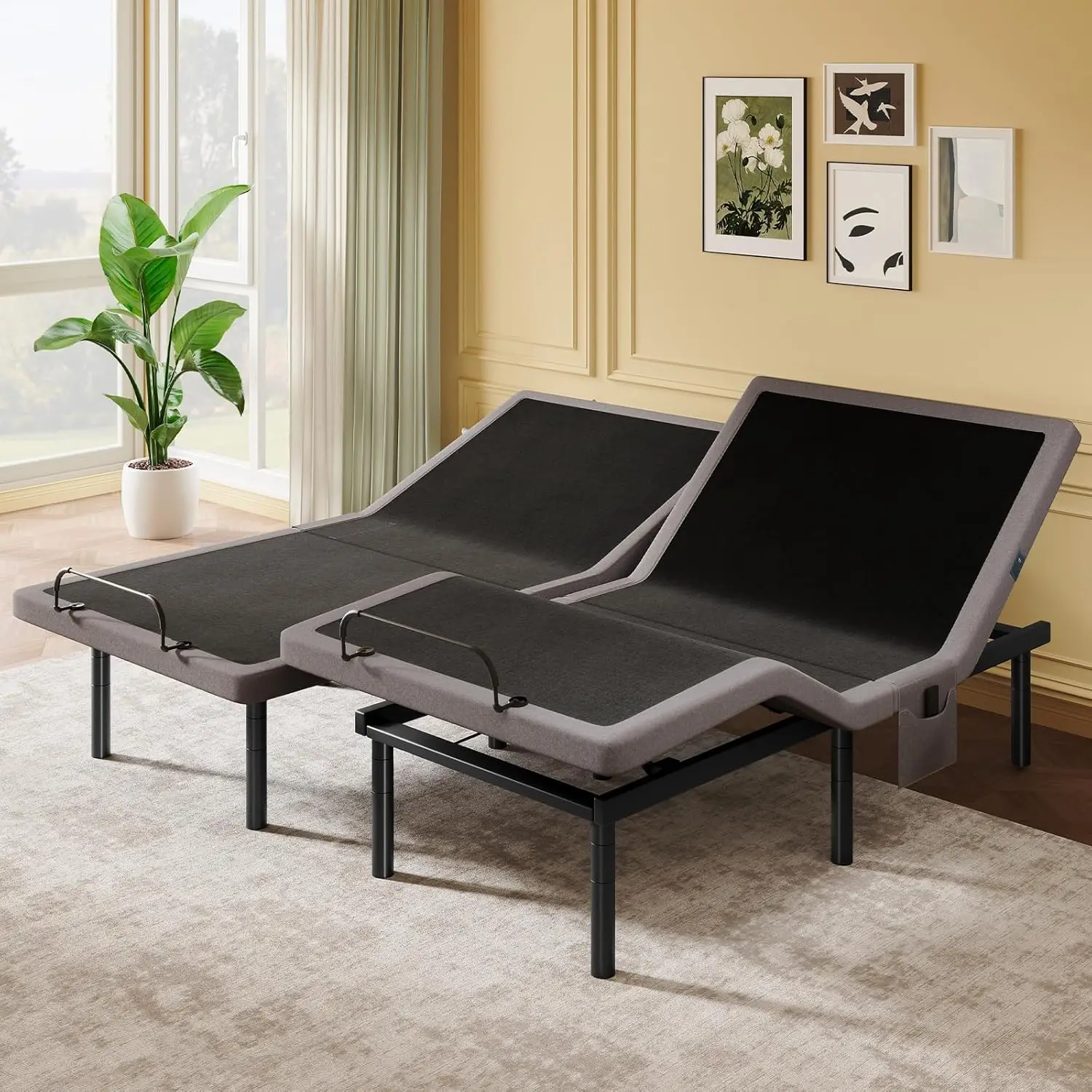 Electric Split King Adjustable Bed Frame, Head & Foot Incline Zero Gravity USB Remote Easy Assembly, Customized