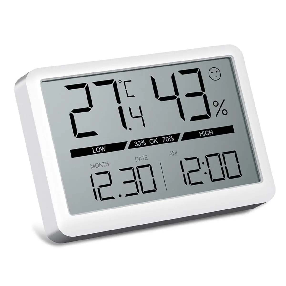 A32I Digital Thermometer Hygrometer Indoor with Clock and Date, Room Thermometer for Home, Baby Room, Greenhouse and Office