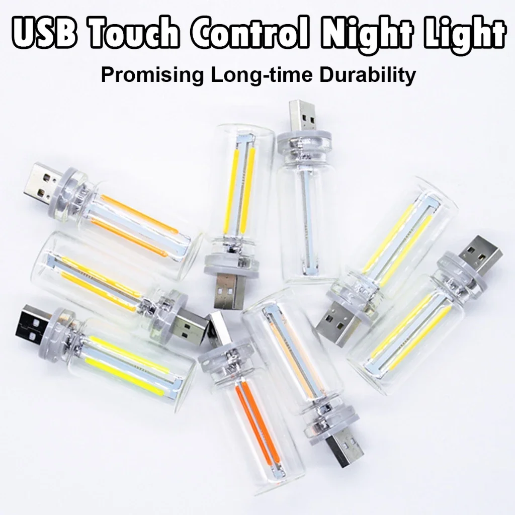 Retro USB LED Filament Night Light Dimming Blue Light Car Touch Incandescent Lamp 5V Charging Cold Light COB Atmosphere Lamp