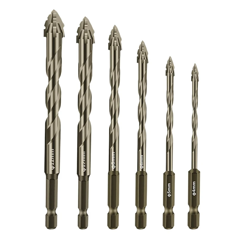 6PCS Four-Flute Sawtooth Eccentric Drill Bit, Cozy-Hoome Drill Bit, High Hardness Skewed-Head Eccentric Drill Bits