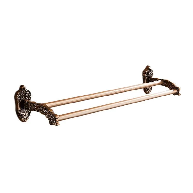 Bathroom hanging on the wall Bath towel rack No punching Double use metal aluminum creative towel Double bar