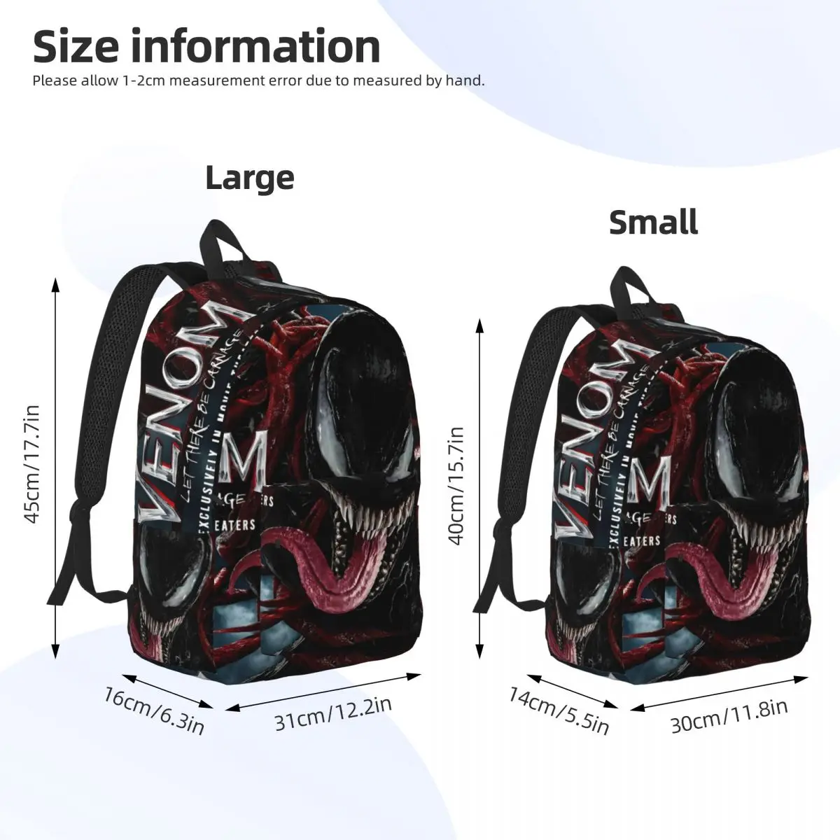 Gift Venom Sturdy Shoulder Storage Bag Marvel Spider Man Venom Versatile Girl Boy Schoolbag Office Work School