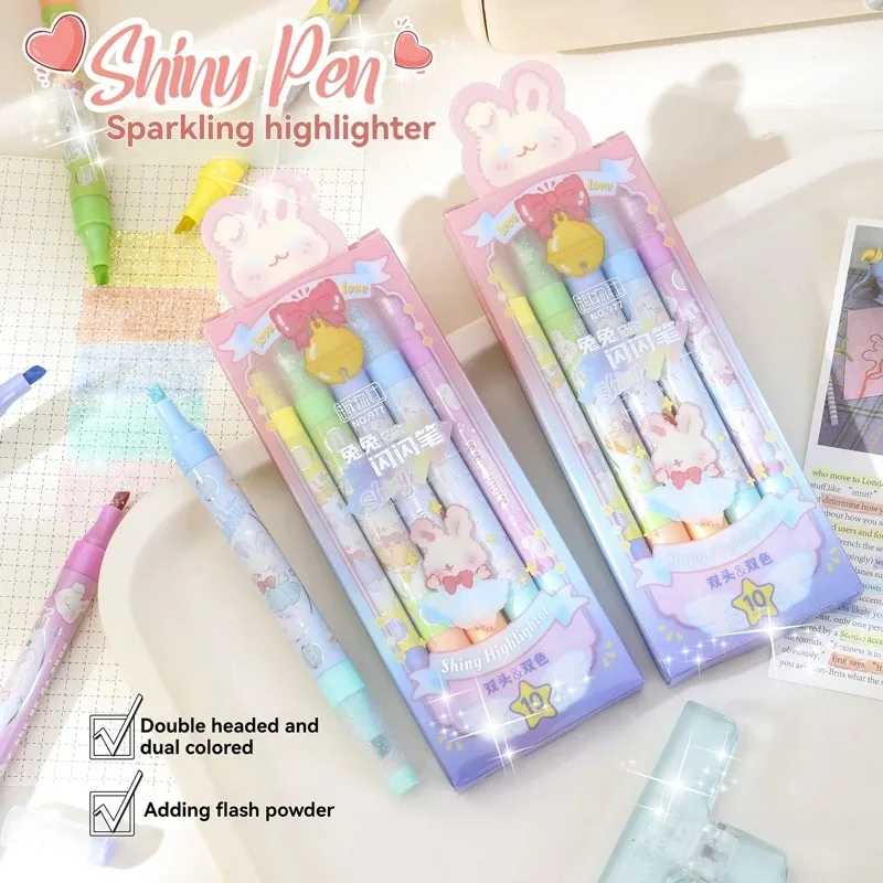 10 Farben ästhetische Stern Glitter Text marker glänzende Sammelalbum Gekritzel Stifte Notebook Highlight Marker Stift Kawaii Kinder Briefpapier