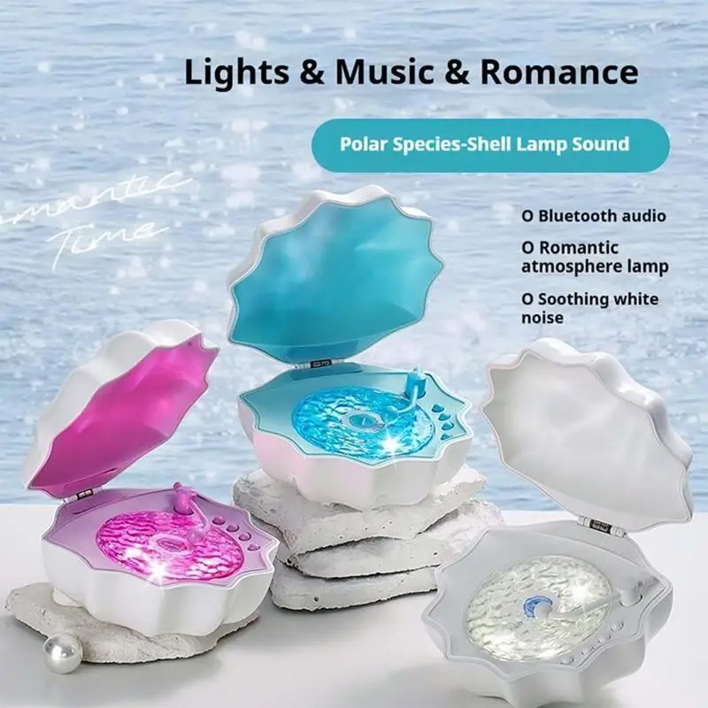 Shell Light Up Speaker Cozy Music Player Wave Music Player Mood Lamp Adjustable Night Light For Bedroom Living Room