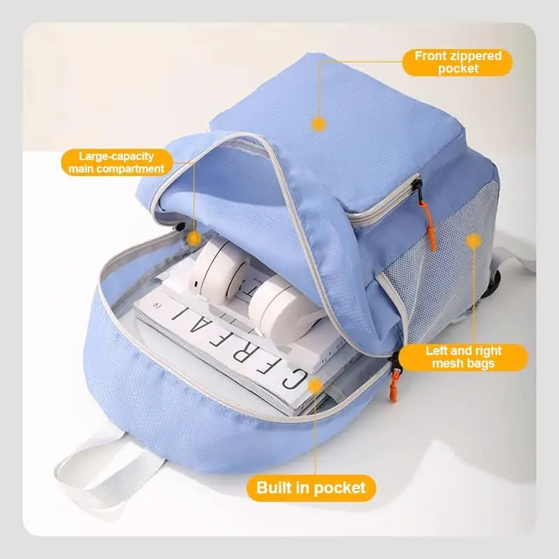 Sac à dos léger et pliable, sacs à dos de randonnée pliables 30L, sac à dos de voyage étanche pour hommes et femmes-bleu