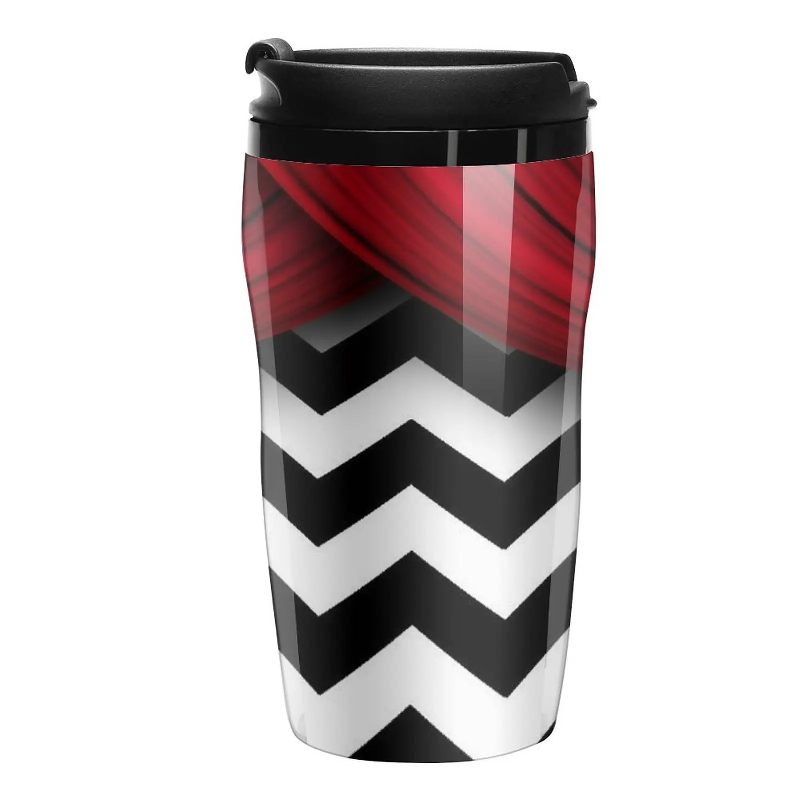 New Twin Peaks Red Curtains Black and White Chevron Travel Coffee Mug Coffe Cup Tea Cup