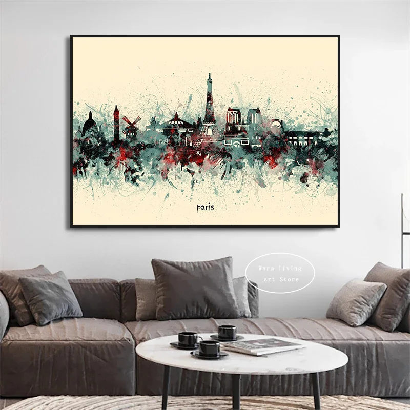 Abstract City Skyline Posters and Print London Paris Barcelona Chicago Sydney Lisbon Wall Art Picture Canvas Painting Home Decor