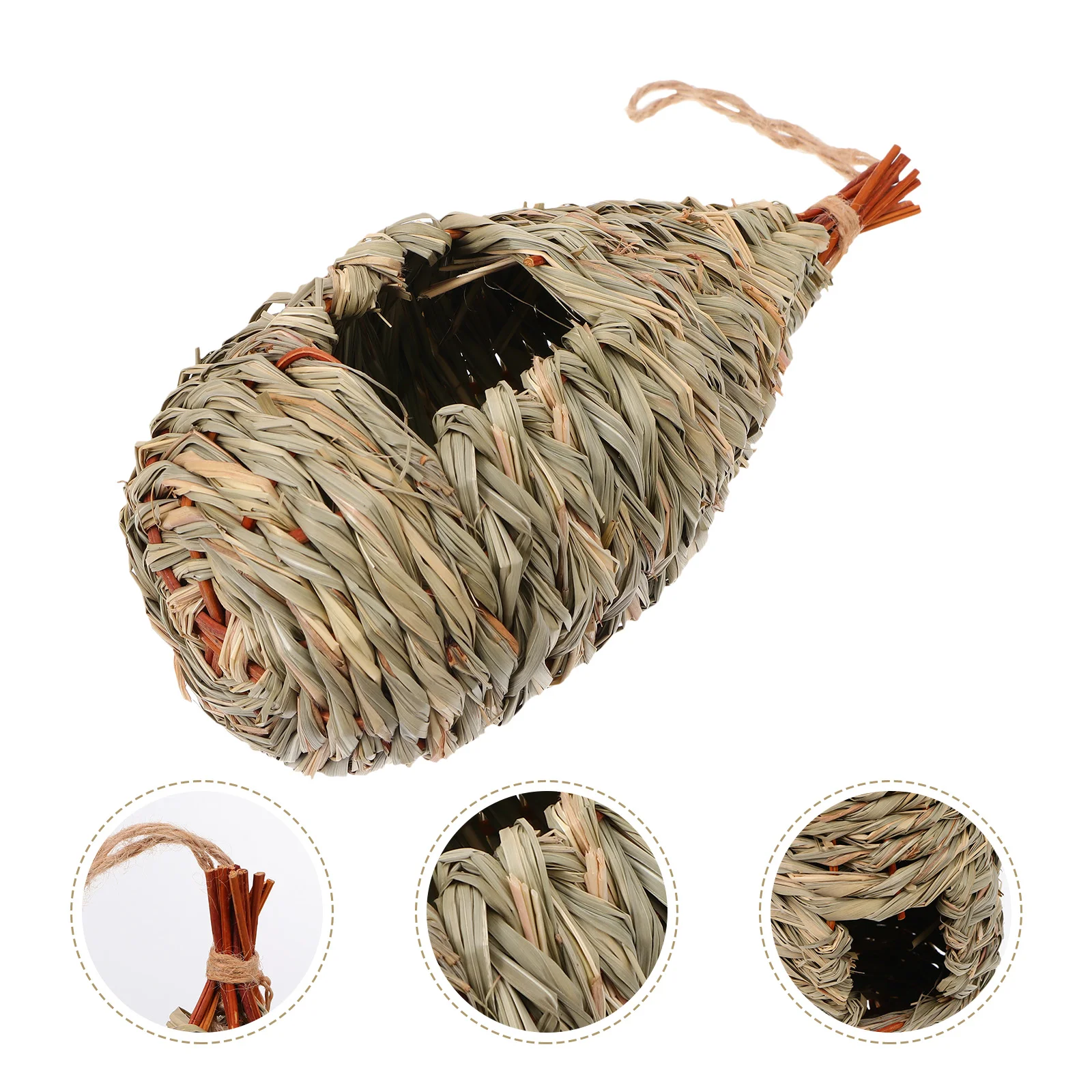 

2 Pcs Straw Bird Nest Birdhouse Decoration Handwoven Hummingbird to Weave Birds Resting Place Grass