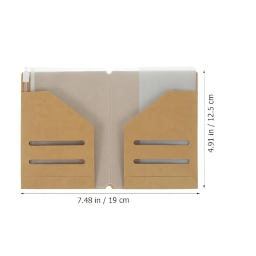 Porta passaporto in carta Kraft da viaggio Porta carte Kraft Cartella di file Kraft Kit di accessori per notebook da viaggio con trasparente