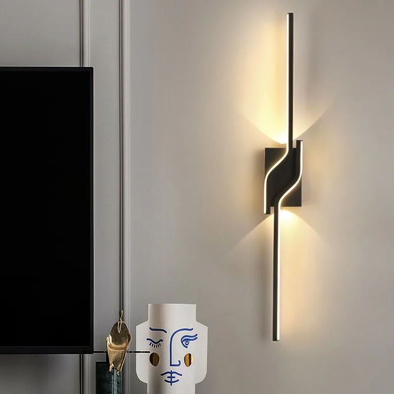 Imagem -04 - Modern Minimalista Led Lâmpada de Parede Long Strip Sconce para Sala Quarto tv Fundo Escadas Interior Home Decor Ac85265v