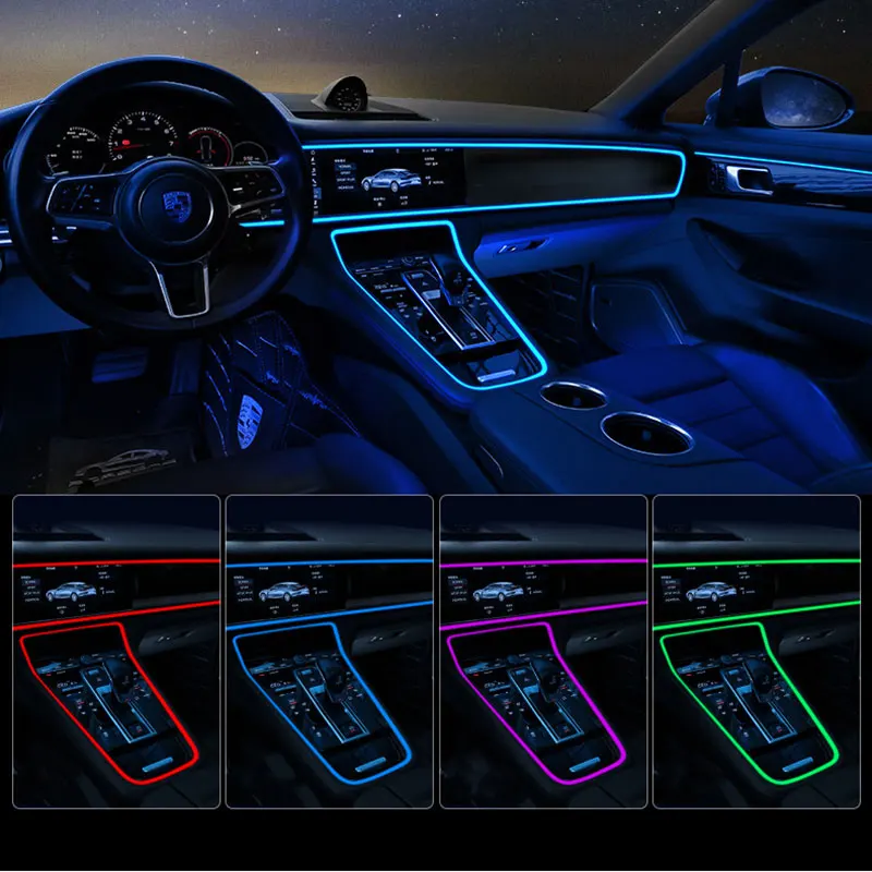 Car Environment El Wire LED USB Flexible Neon Interior Lights Assembly RGB Light For Automotive Decoration Lighting Accessories